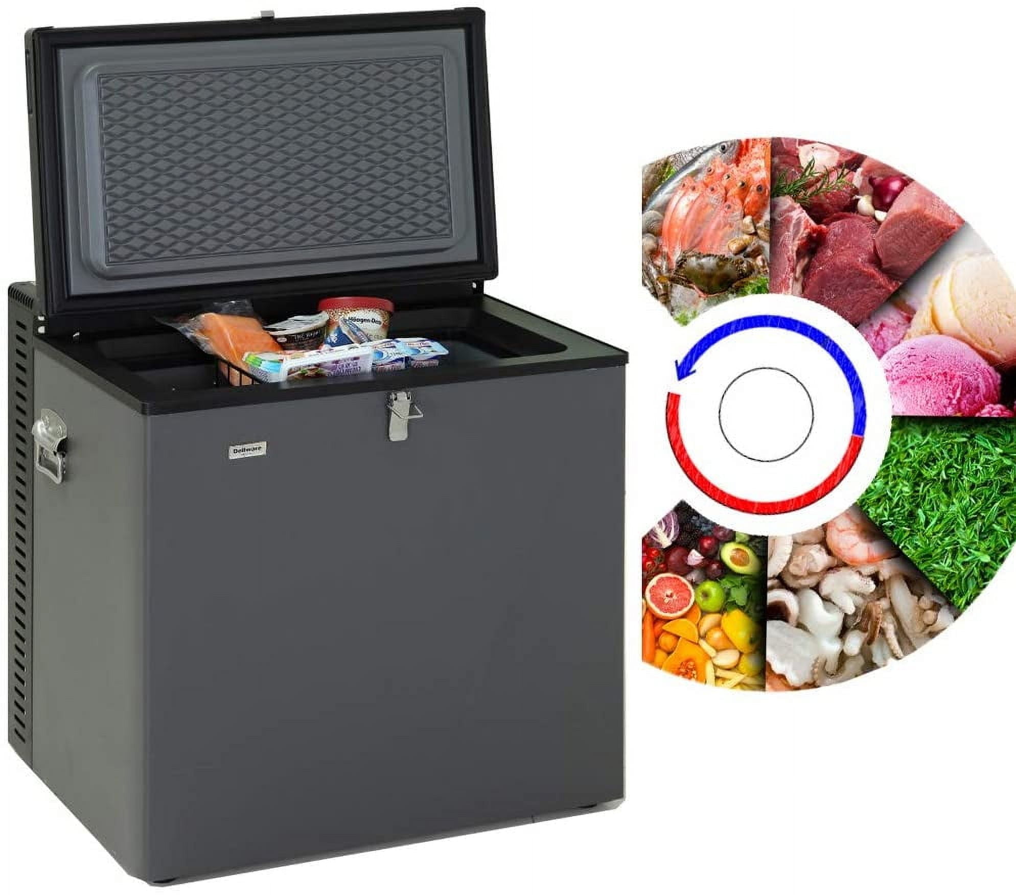 Smad Propane Gas Chest Freezer 2.5 Cu Ft 110V /12V /LPG Offgrid Removable Basket and Lock