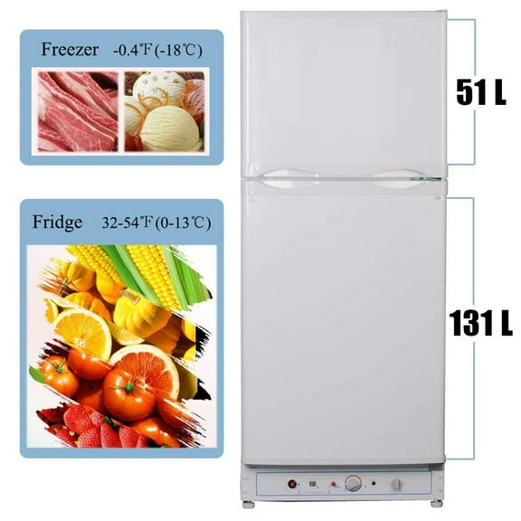 Smad Propane Gas Refrigerator with Freezer 6.5 Cu ft LPG Fridge for Cabin Camper RV Home 2 Way LPG/220V Refrigerator Gas Fridge Freezer Caravan Campervan Off Grid