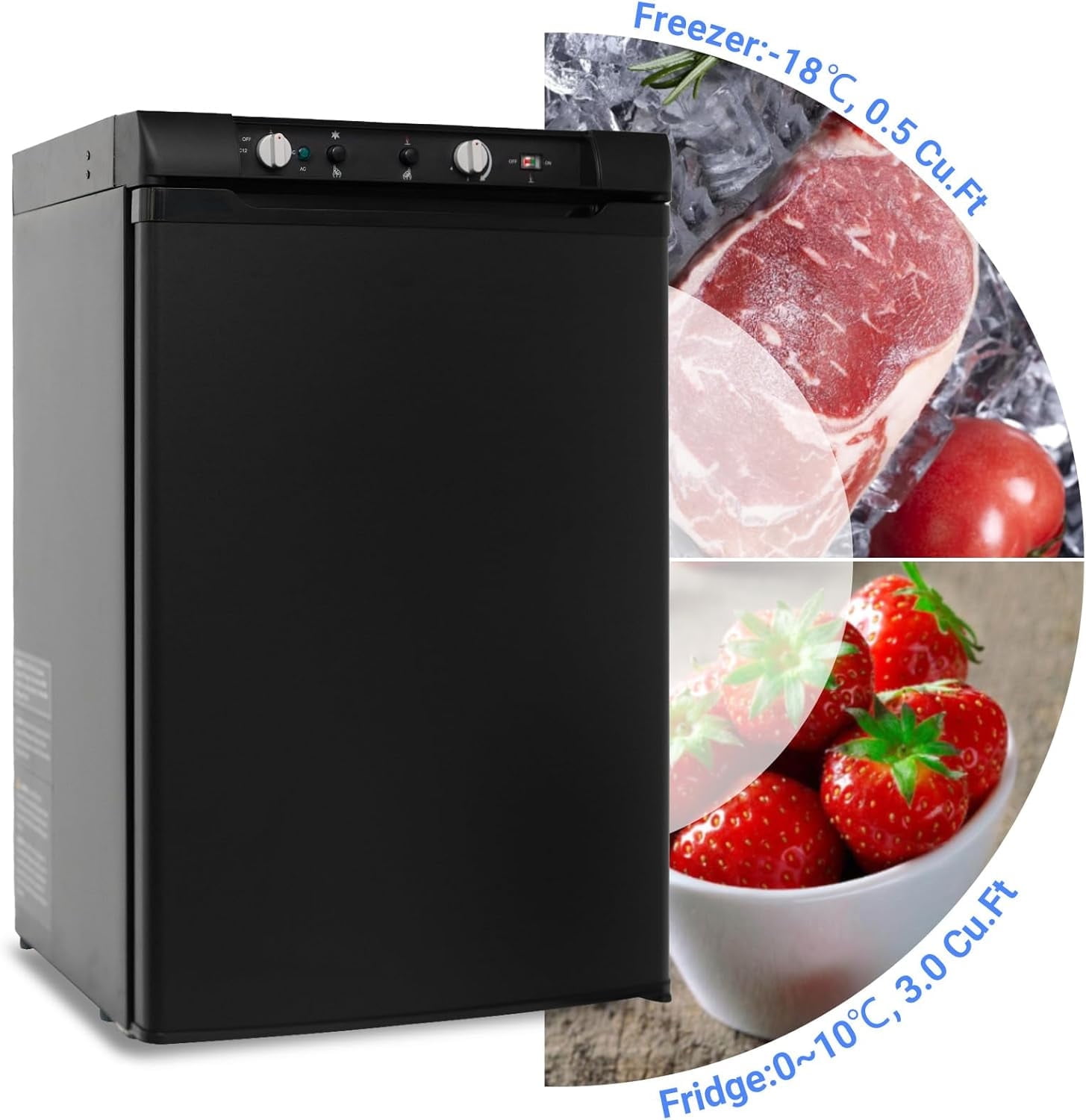 Smad Propane Refrigerator 3 Way Fridge Gas/12V/110V 3.5 Cu.ft Outdoor Caravan Offgrid Office
