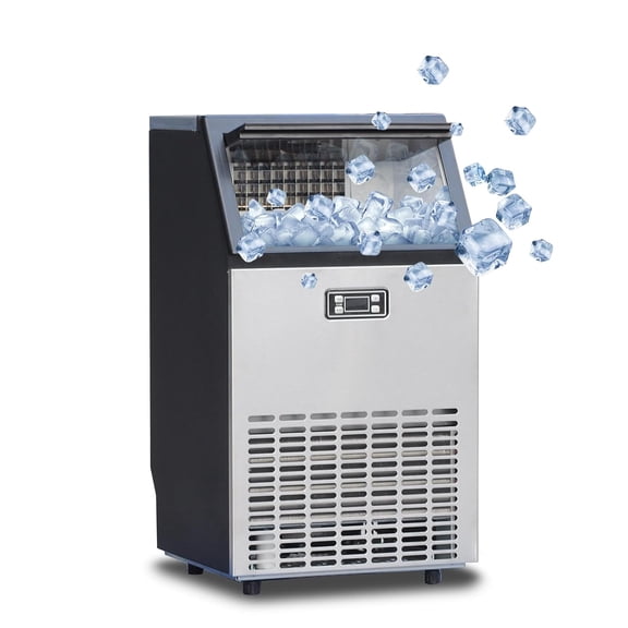 Smad Stainless Steel Commercial Ice Maker 100lbs Cube Machine Undercounter for Countertop
