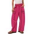 thumbnail image 1 of Gnshining Sweatpants for Women Baggy Striped Work Joggers Trousers with Pockets Patchwork Straight Wide-Leg Pants Drawstring Hight Elastic Waist Outdoor Cargo Pants, 1 of 8