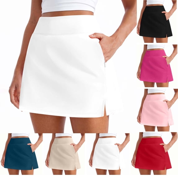 Smaickrr Golf Skorts Skirts for Woman High Waisted Tennis Skirt Elastic Belt Short Skirts Side Zipper Pocket Athletic Skirt