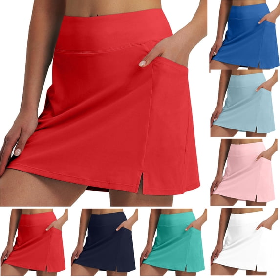 Gswybco Golf Skorts Skirts for Woman High Waisted Tennis Skirt Elastic Belt Short Skirts Side Zipper Pocket Athletic Skirt