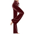 thumbnail image 1 of Gswybco Straight-Leg Trousers for Women Drawstring Elastic Waist Pants Velour Sweatpants Gym Workout Trousers, 1 of 8