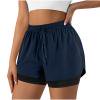 Gswybco Summer Shorts for Women High-Waisted Drawstring Elastic Pockets Shorts Gym Workout Running Lounge Shorts Double Layer Shorts