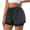Gswybco Summer Shorts for Women High-Waisted Drawstring Elastic Pockets Shorts Gym Workout Running Lounge Shorts Double Layer Shorts