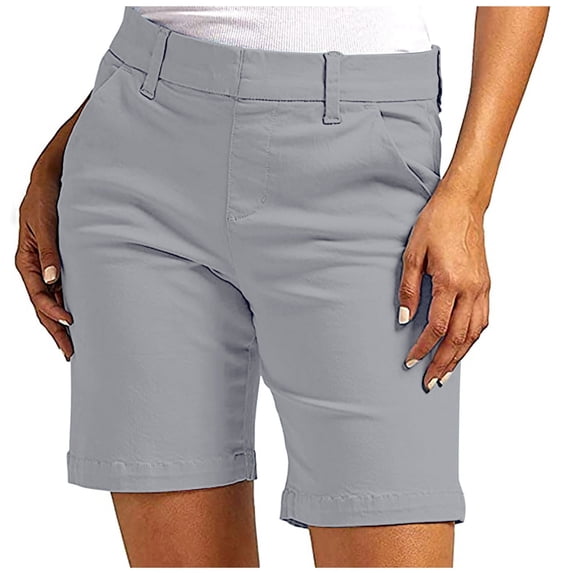 Gswybco Summer Shorts for Women Stretch Twill Shorts Fit Hiking Shorts Pockets Bermuda Shorts Soft Wide Leg Shorts