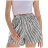 Gnshining Summer Sports Shorts for Teen Elastic Waist Shorts Stripe Print With Pocket Shorts Imitation Cotton And Linen Shorts