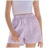 Gswybco Summer Sports Shorts for Teen Elastic Waist Shorts Stripe Print With Pocket Shorts Imitation Cotton And Linen Shorts