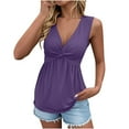 thumbnail image 1 of Gswybco Summer Tank Top for Women Twist Front V-Neck Peplum Vest Tops Tank Sleeveless Solid Color Vacation Outfits Slim Fit Shirts Lightweight Tunic Blouses Dressy, 1 of 9