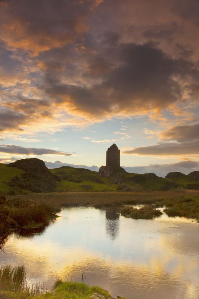 Smailholm Tower Scottish Borders Scotland Canvas Art - John Short Design Pics (24 x 38)