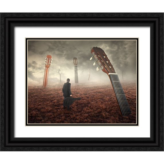 Smajic, Nermin 32x26 Black Ornate Wood Framed with Double Matting Museum Art Print Titled - Guitar Field
