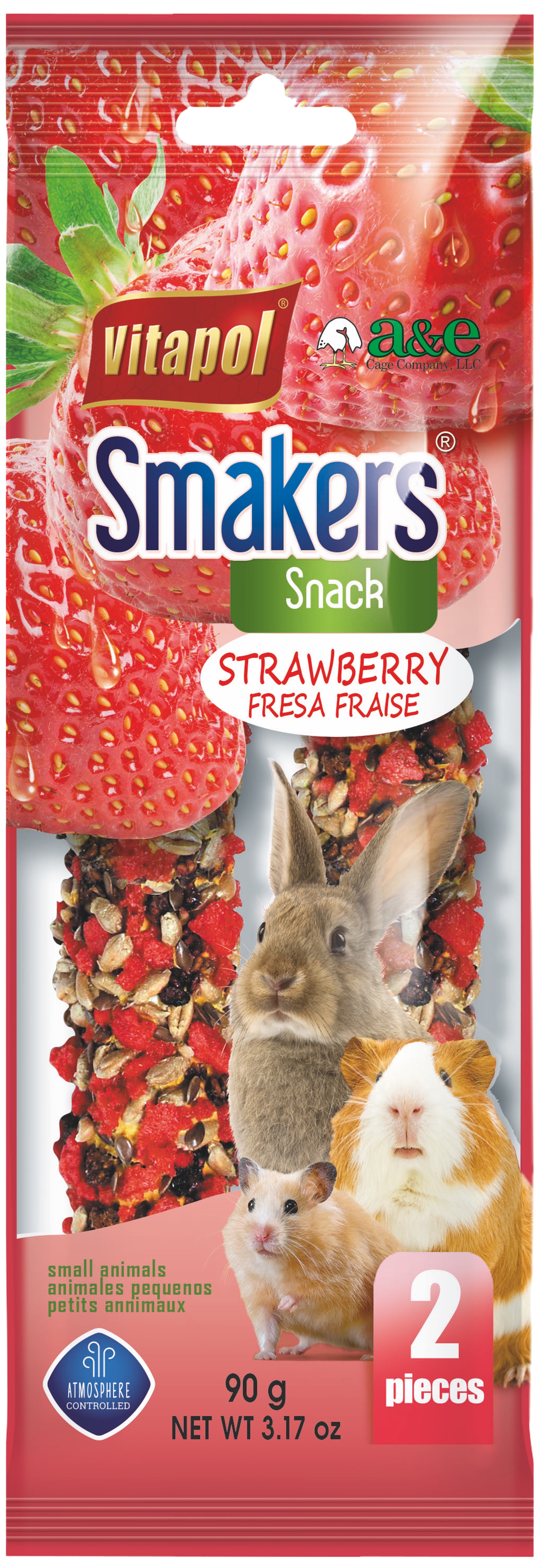 Smakers Strawberry Small Animal & Rodent Treat Stick Twin Pack, by A&E Cage Co