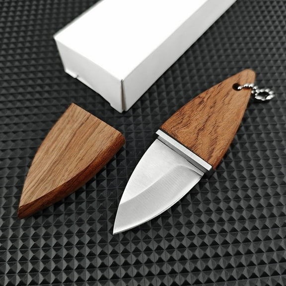 Small 1.85'' Fixed Blade Knife with Wooden Handle and Sheath, Suitable for Kitchen and Everyday Use