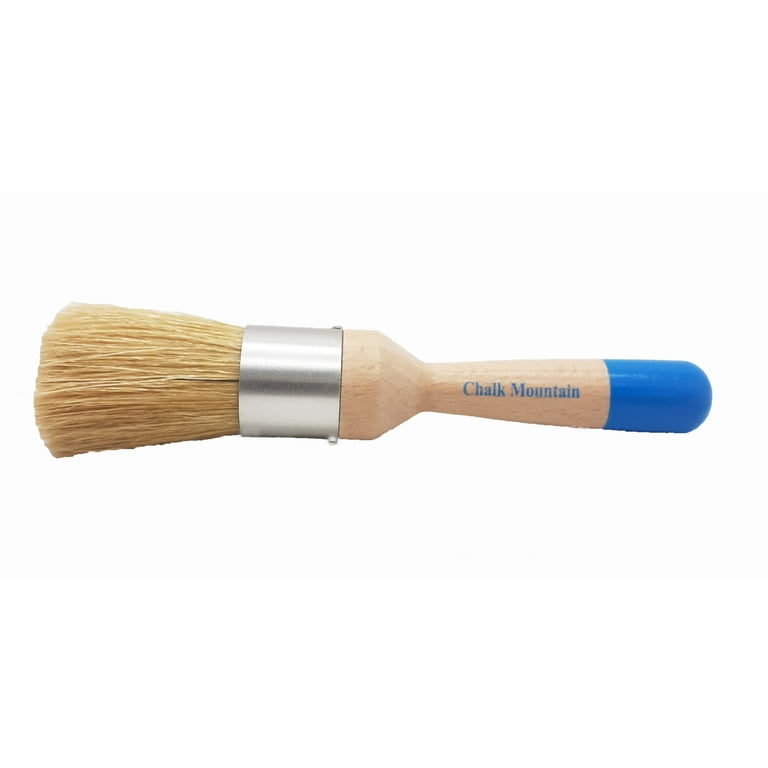 Small 1 Rounded Ergonomic Design Paint, Stencil, Upholstery and Wax Brush.  100% Natural Bristles and Ergonomic Wood Handle
