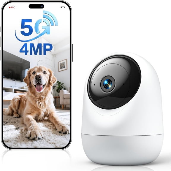Small 1080P Mobile Pet Robot Camera with App Control, White