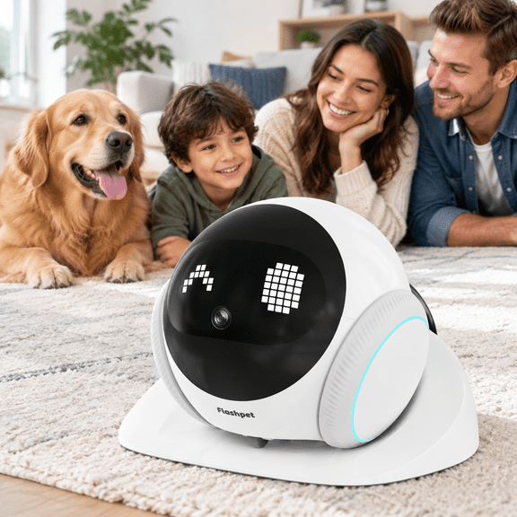 Small 1080p Mobile Pet Robot Camera With App Control White