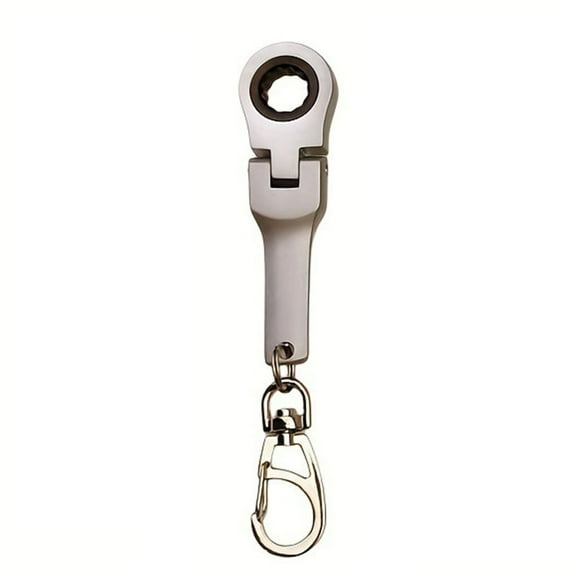 Small 10mm Ratchet Spanner Portable Wrench with Key Chain 180 Degree Rotatable