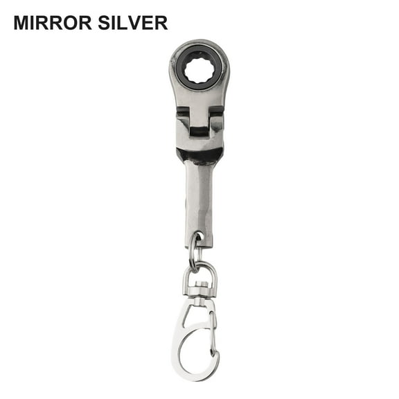Small 10mm Ratchet Spanner Portable Wrench with Key Chain 180 Degree Rotatable