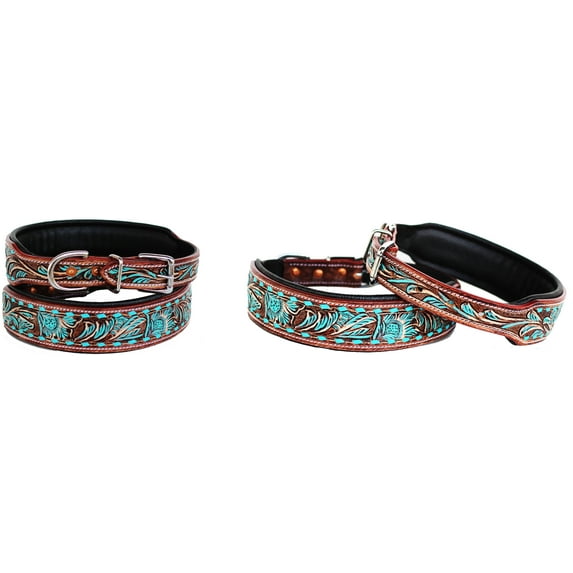 Small 13''- 17'' Dog Puppy Collar Cow Leather Adjustable Padded Canine 6087