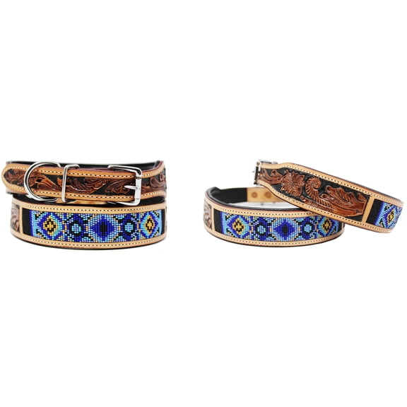Small 13''- 17'' Dog Puppy Collar Genuine Cow Leather Adjustable Padded Canine 6068