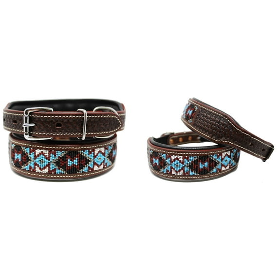Small 13''- 17'' Dog Puppy Collar Genuine Cow Leather Adjustable Padded Canine 6070