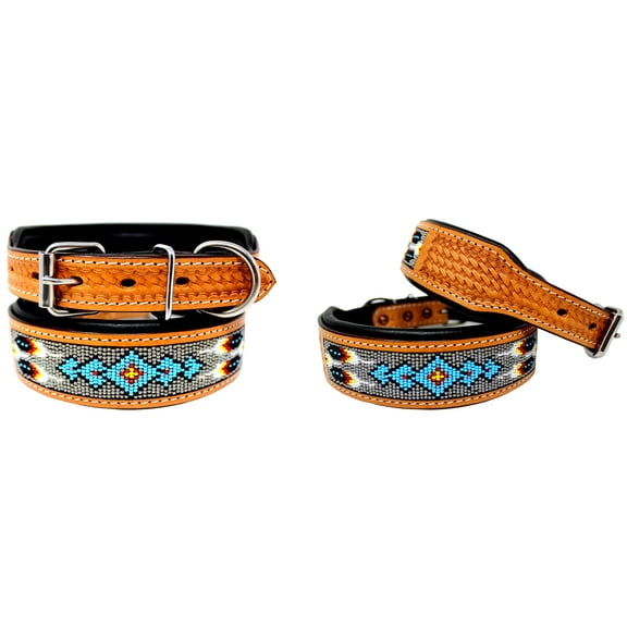 Small 13''- 17'' Dog Puppy Collar Genuine Cow Leather Padded Canine  60116