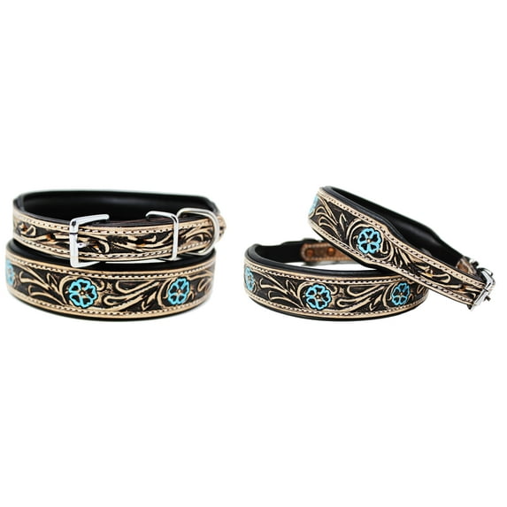 Small 13''- 17'' Dog Puppy Collar Genuine Cow Leather Padded Canine 60143