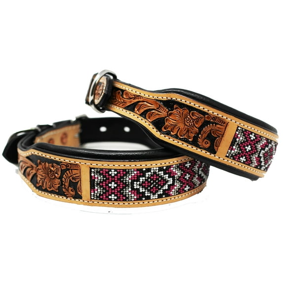 Small 13''- 17'' Dog Puppy Collar Genuine Cow Leather Padded Canine 60144