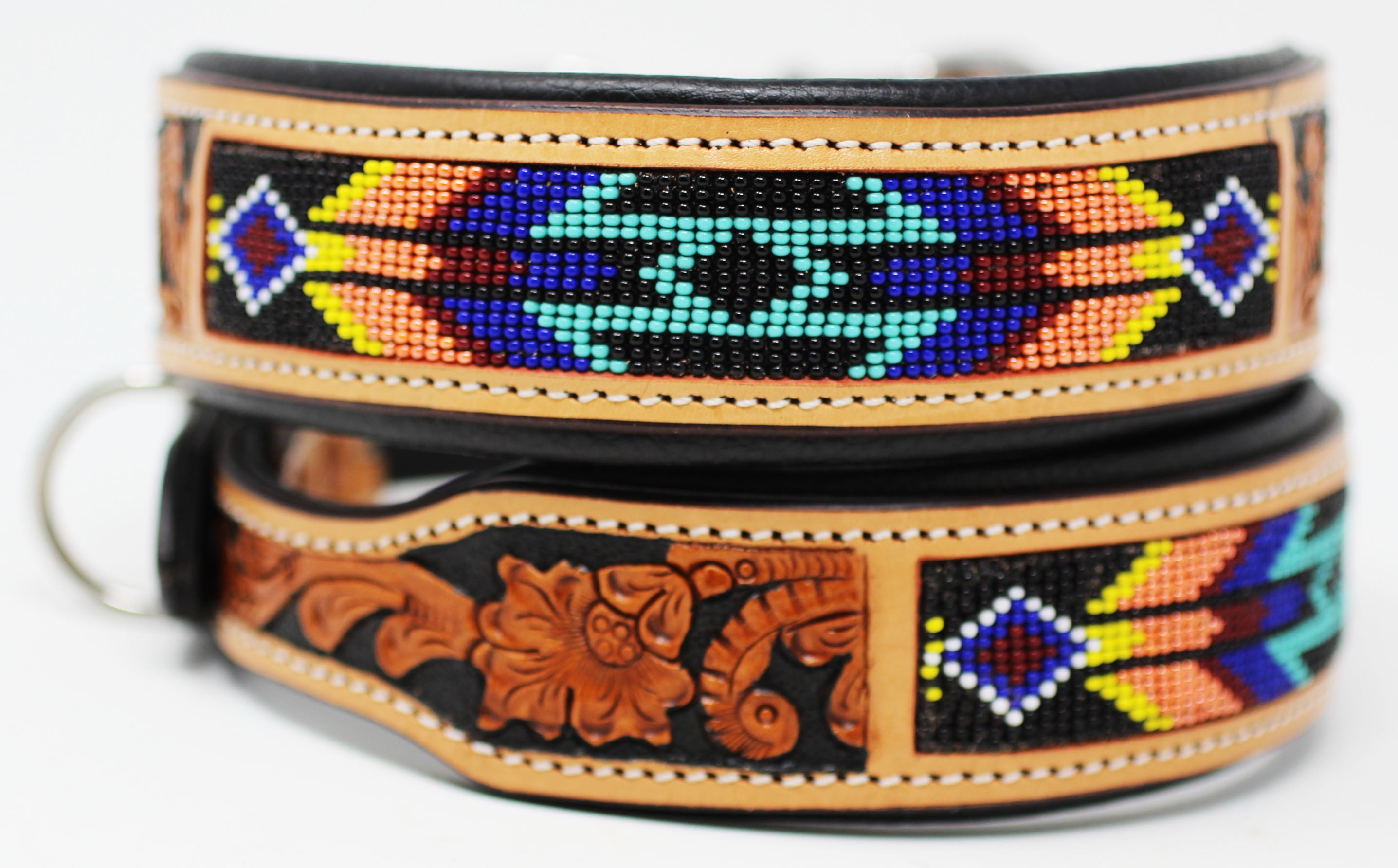 Small 13''- 17'' Dog Puppy Collar Genuine Cow Leather Padded Canine  6069TL