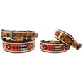 thumbnail image 1 of Small 13''- 17'' Hand Tooled Beaded Padded Leather Dog Collar  60123, 1 of 2