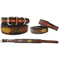 thumbnail image 1 of Small 13''- 17''  Padded Leather Hand Crafted Tooled Dog Collar 60FK39, 1 of 3
