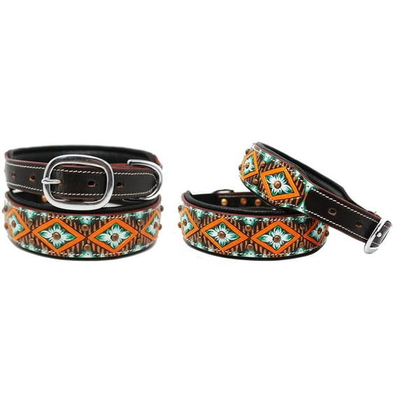 Small 13''- 17'' Rhinestone Dog Puppy Collar Crystal Cow Leather Western 6035OR