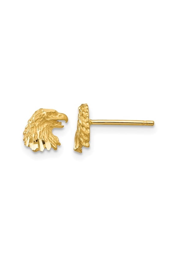 Gem & Harmony Small 14K Yellow Gold Eagle Charm Post Earrings for Women