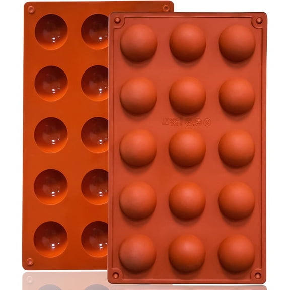 Small 15-Cavity Semi Sphere Silicone Molds Non-Stick,2 Packs Half Sphere Silicone Baking Molds for Making Jelly, Chocolates and Cake