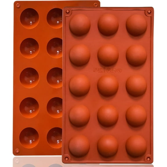 Small 15-Cavity Semi Sphere Silicone Molds Non-Stick,2 Packs Half Sphere Silicone Baking Molds for Making Jelly, Chocolates and Cake
