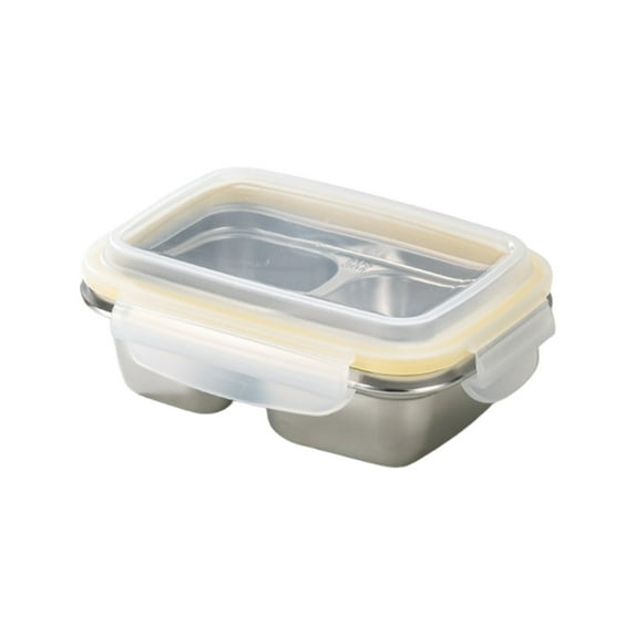 Small 2-Compartment Stainless Steel Snack Containers with Lids, Reusable Meal Prep Lunch Box for Adults, Leakproof Food Storage for Home Office and Travel Use