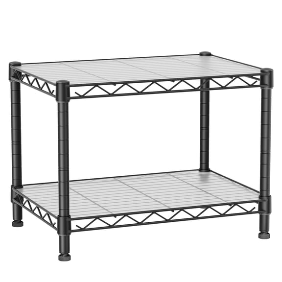 Small 2 Tier Shelves Storage Wire Shelving Unit Metal Shelf Adjustable Organizers Storage Shelving for Bathroom Laundry Room Kitchen Pantry12D x 18W x 12.2H Black
