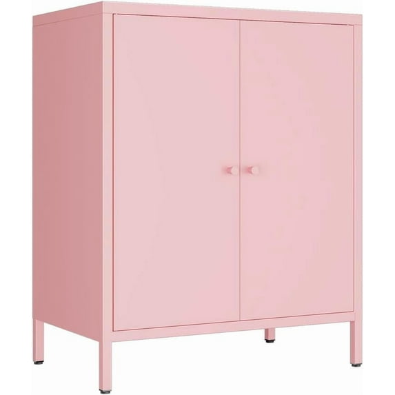 Small 2 Transparent Door Metal Storage Side Buffet Cabinet for Bed Room,Living Room,Entryway,Hallway,Home,Hotel,Office,Garage,Kitchen,1 Removable Shelf