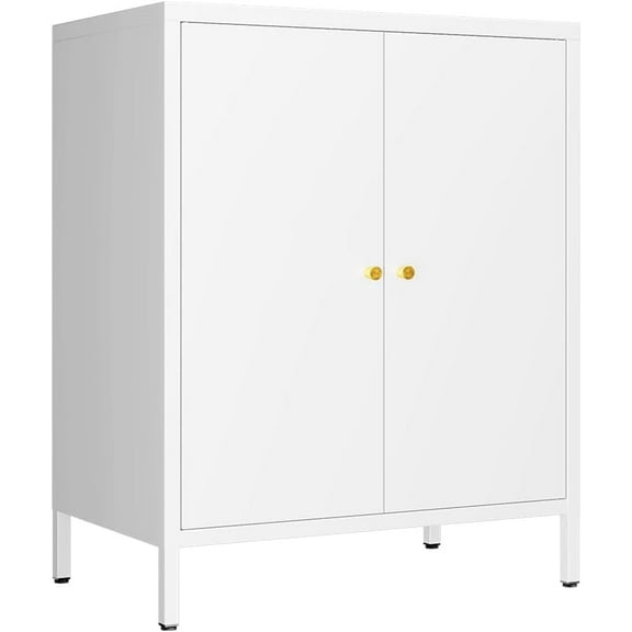 Small 2 Transparent Door Metal Storage Side Buffet Cabinet for Bed Room,Living Room,Entryway,Hallway,Home,Hotel,Office,Garage,Kitchen,1 Removable Shelf