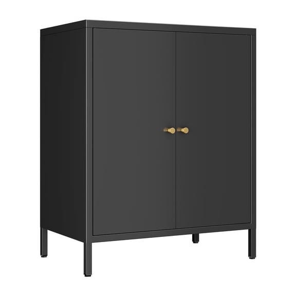Small 2 Transparent Door Metal Storage Side Buffet Cabinet for Bed Room,Living Room,Entryway,Hallway,Home,Hotel,Office,Garage,Kitchen,1 Removable Shelf