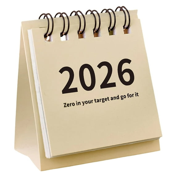 Small 2026 Desk Calendar, Mini Standing Flip Desktop Calendar, January 2026 to December 2026, Colorful 2026 Calendars for Home Office, Durable Thick Paper Twin-Wire Binding, 1Pc(White,2.5x1.4x2.9")