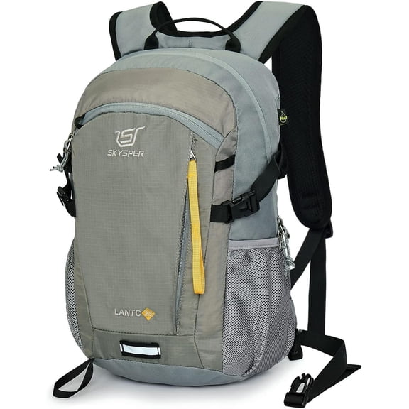 Small 20L Hiking Backpack in Celadon Green, Lightweight Water-Resistant Daypack with Ventilated Back Panel and Reflective Accents