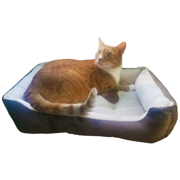 Small 24"×18" Luxury Pet Bed for Dogs or Cats - Super Soft, Machine Washable, Waterproof Non-Slip Underside, Low Front Wall for Easy Entering & Exiting