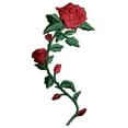 thumbnail image 1 of Small 3-1/2" - Red Roses - Stem Facing Left - Iron on Applique/Embroidered Patch, 1 of 1