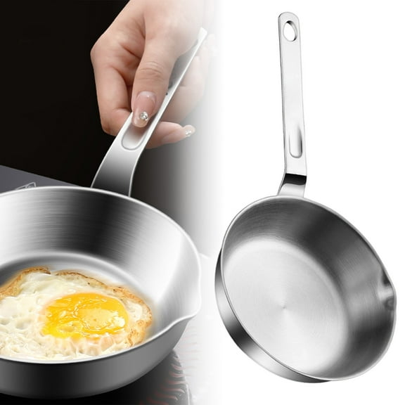 Small 316 Stainless Steel Egg Skillet with A Multi-Layered Bottom for Melting Butter Or Cooking Omelets. Induction Cooktop Compatible
