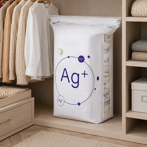 Small 3D Vacuum Storage Bag 19.7x27.6x11.8 Inch, Stackable Compression Bag with Air Valve, Closet Wardrobe Space Saver