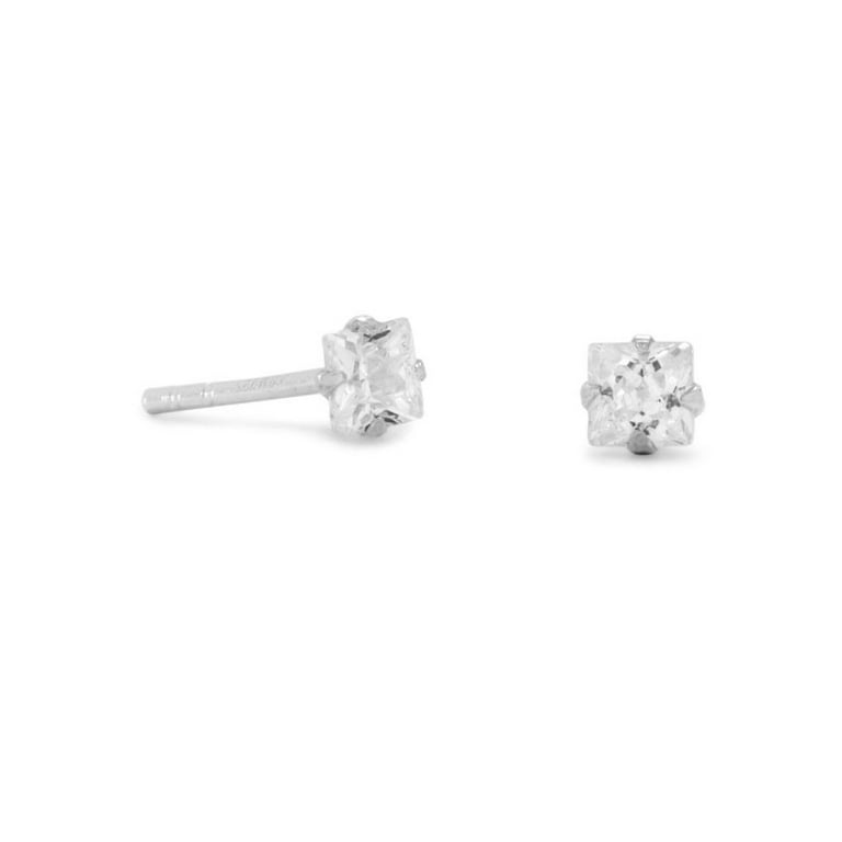 Blue Cubic Zirconia Post Stud Earrings Sterling Silver 3mm Blue Cubic Zirconia Post Stud Earrings Sterling Silver 3mm