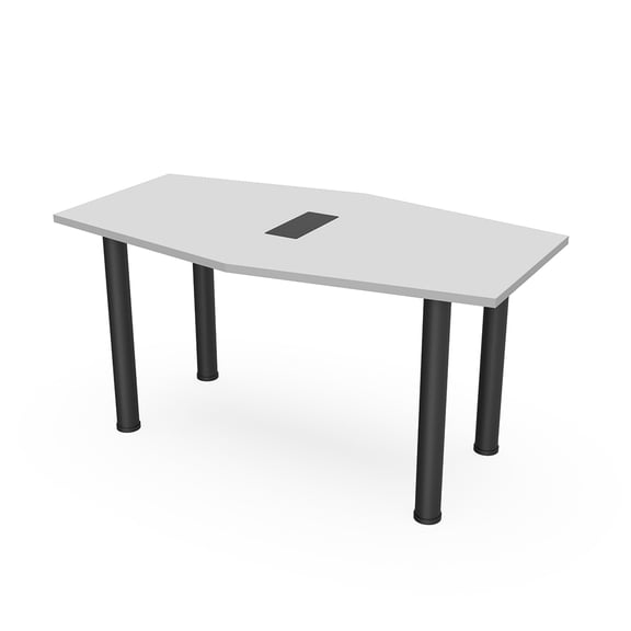 Small 3x5 Hexagon Irregular Conference Table Post Legs Power And Data