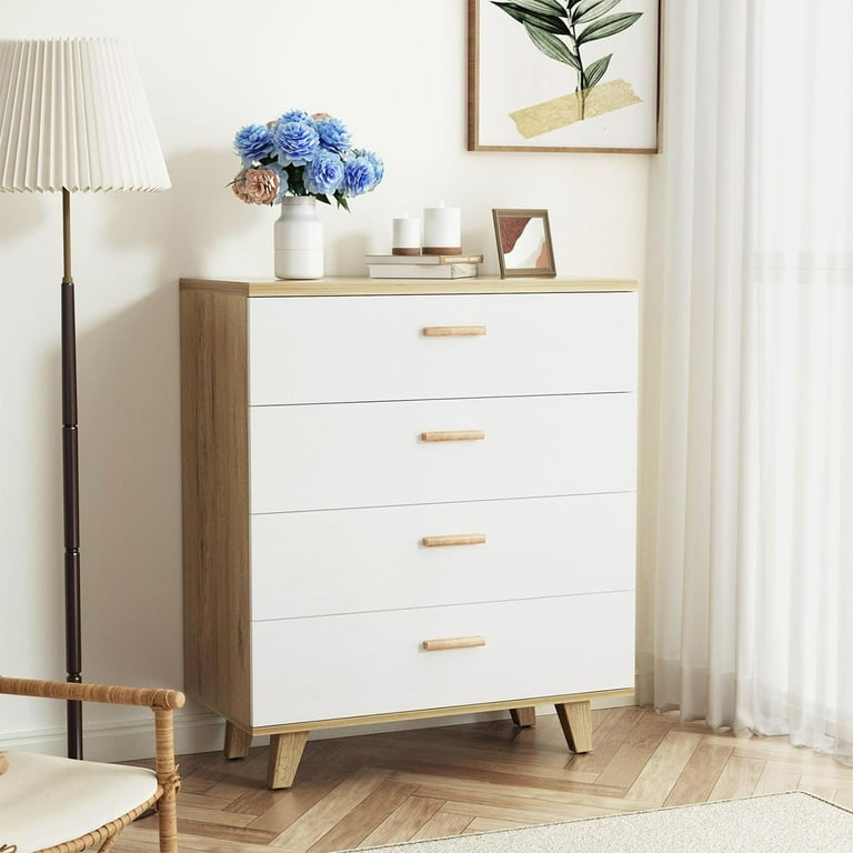 Small 4 Drawer Dresser White Dresser Bedroom Furniture Small Dresser With Drawers Chest Of Drawers With Solid Wood Handles Handles For Living